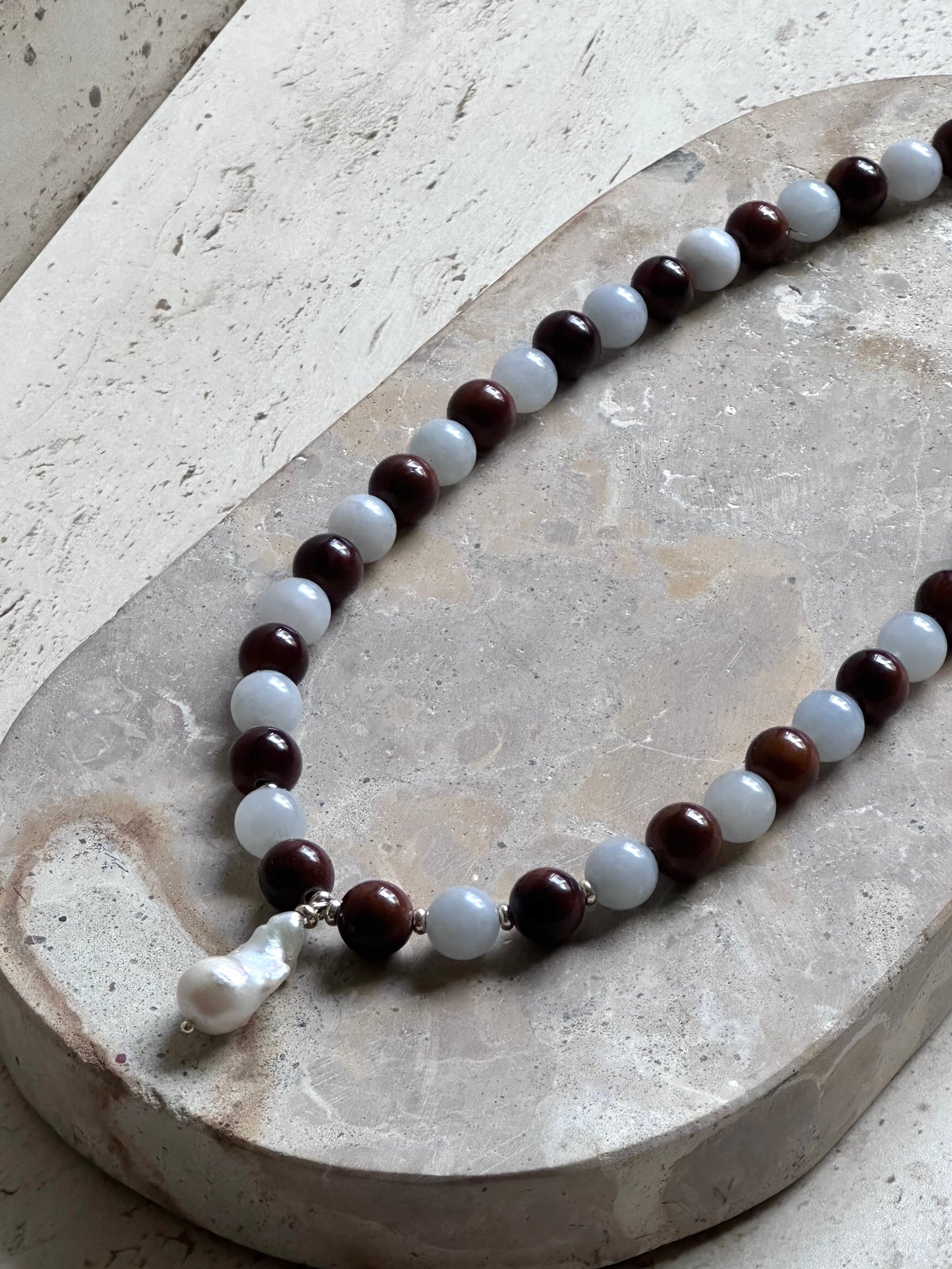 Blue & Brown Necklace (Gold & Silver)