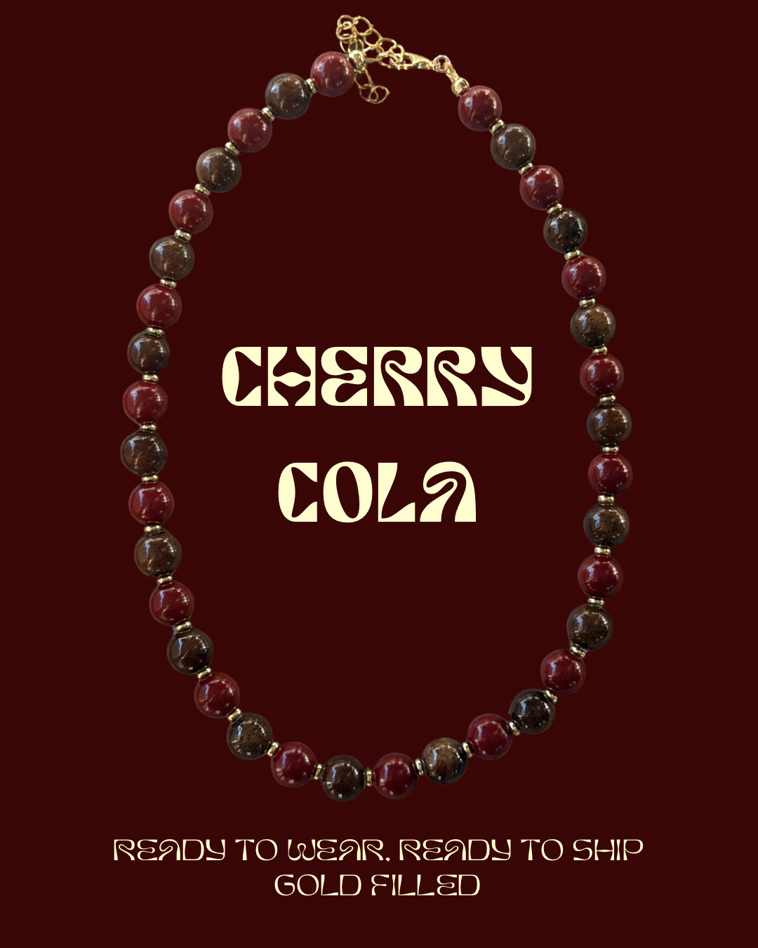 Cherry Cola Necklace RTW (Gold 16 inch)