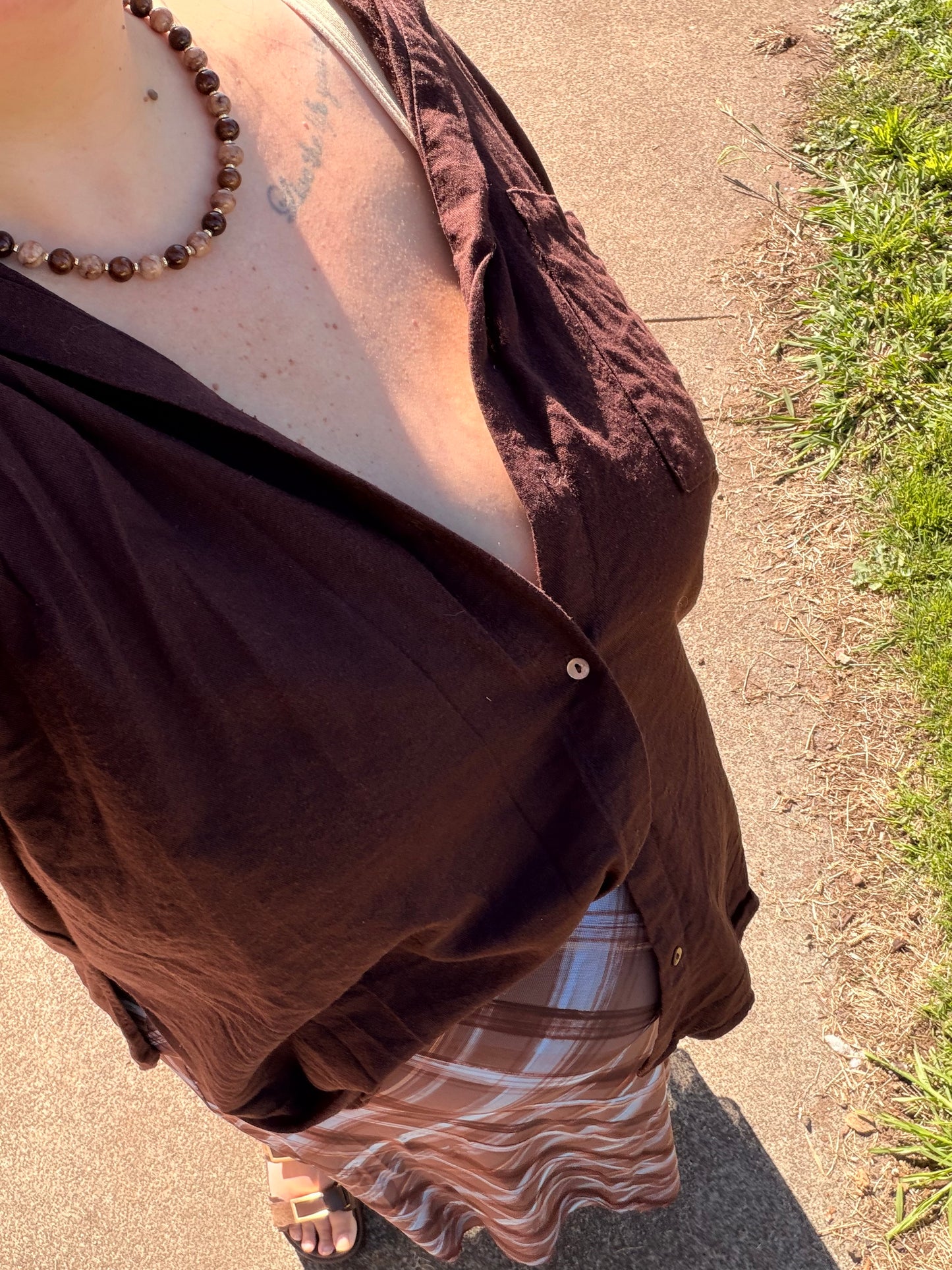 Brown Necklace (Gold & Silver)