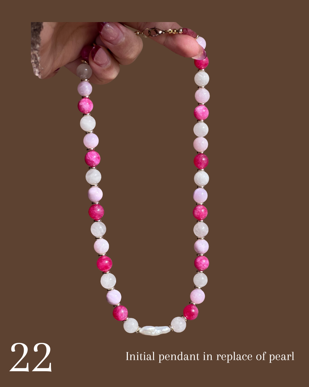 Initial Pendant Beaded Necklace