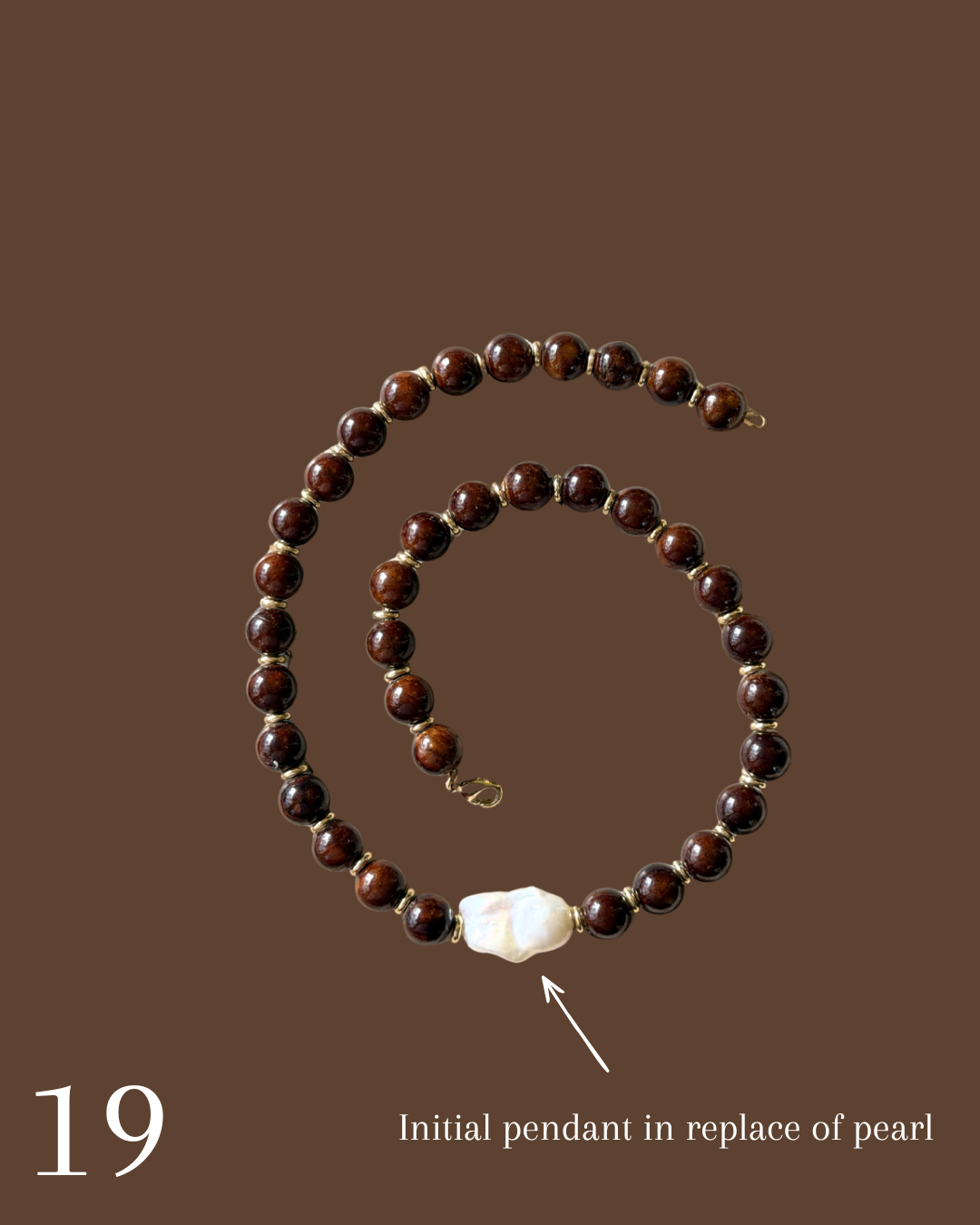 Initial Pendant Beaded Necklace