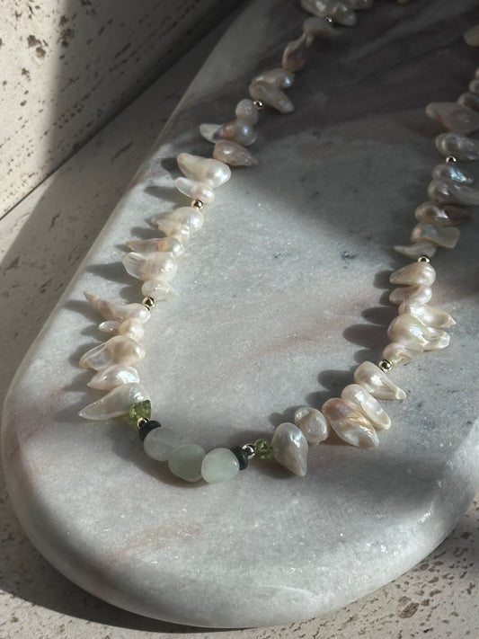 Moss & Moon Necklace (Gold & Silver)