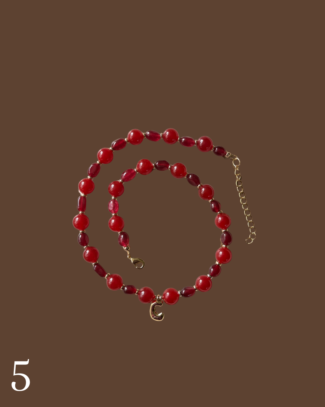 Initial Pendant Beaded Necklace