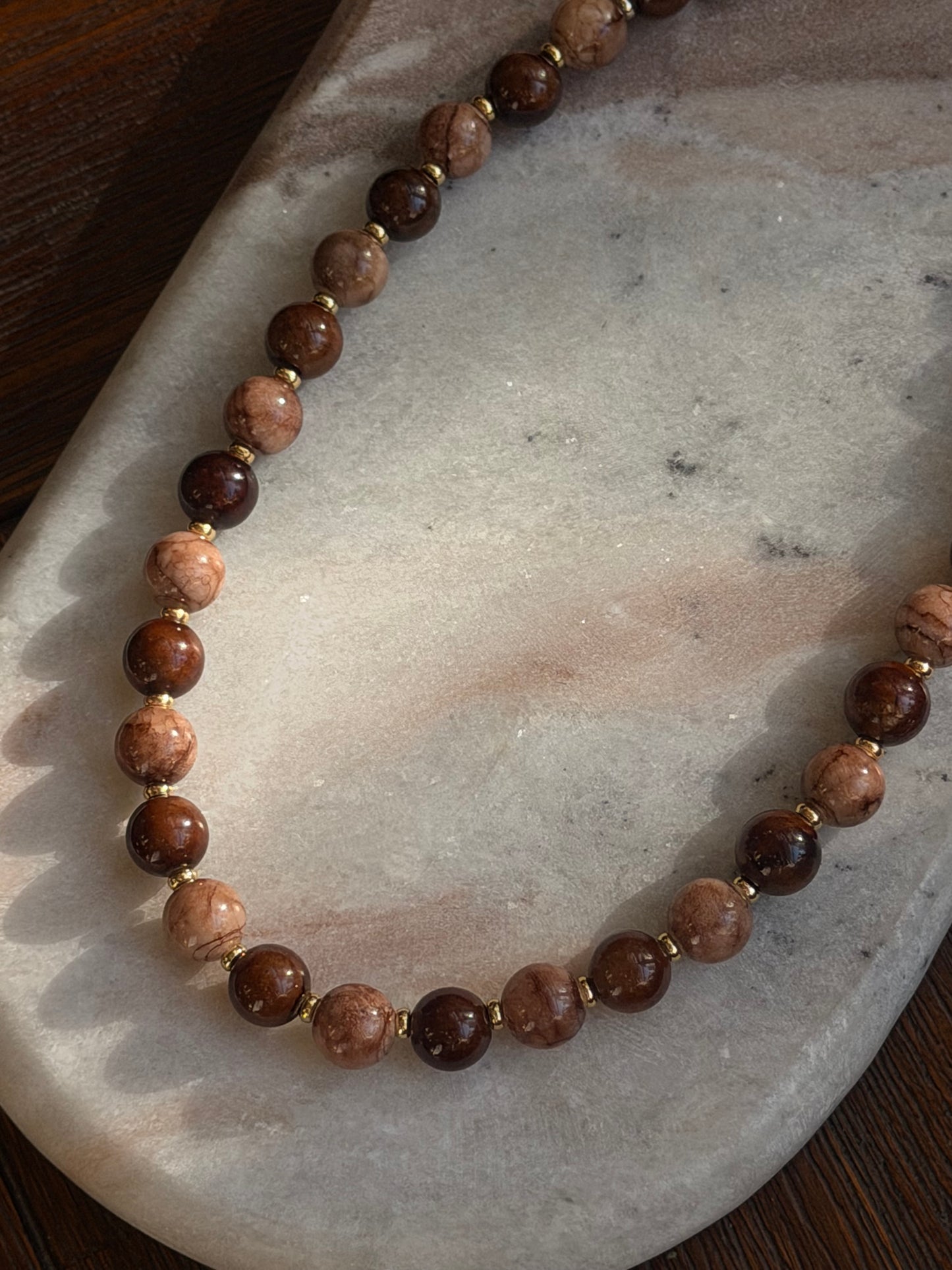 Brown Necklace (Gold & Silver)