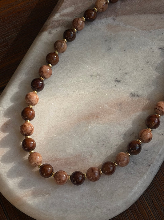 Brown Necklace (Gold & Silver)