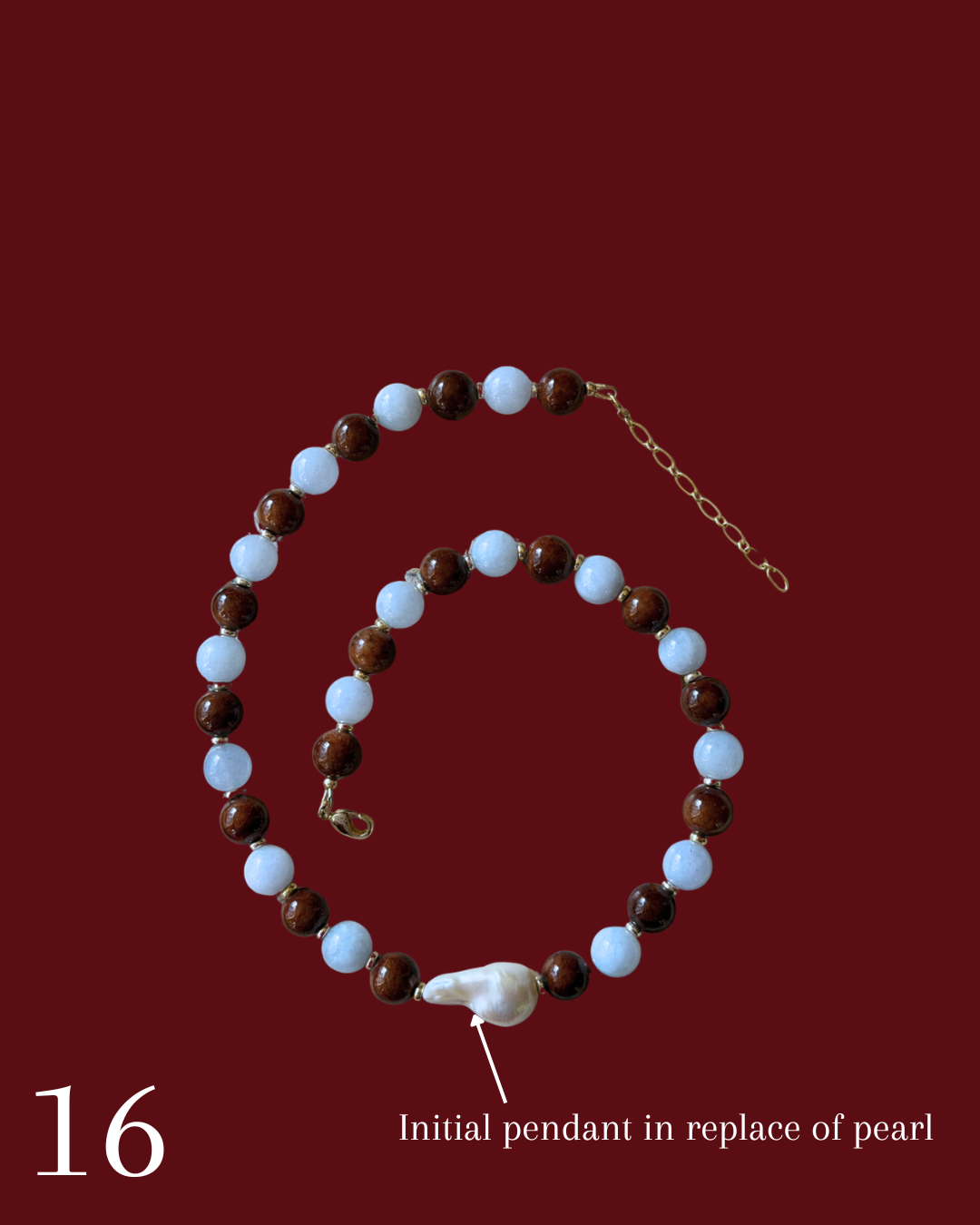Initial Pendant Beaded Necklace
