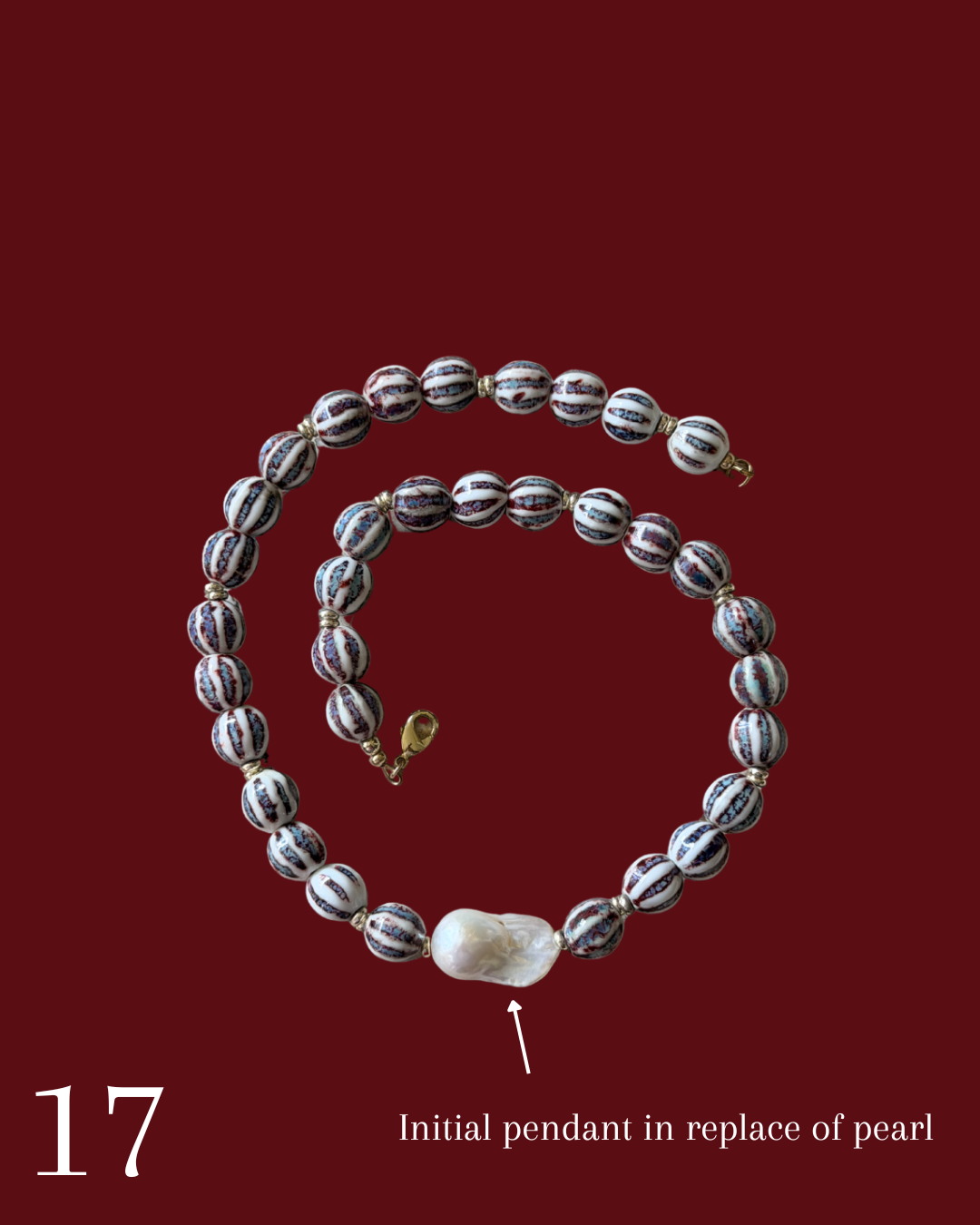 Initial Pendant Beaded Necklace