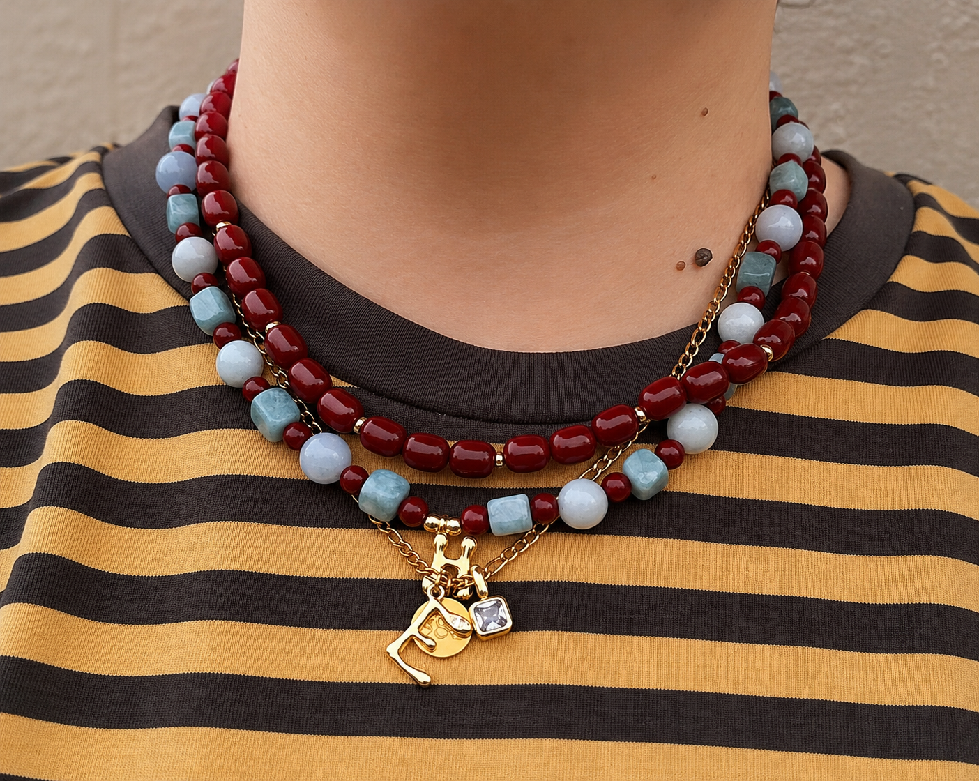 Honey Beaded Necklace (Gold & Silver)