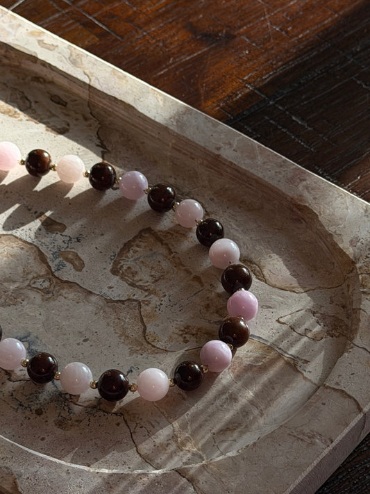 Pink & Brown Necklace (Gold & Silver)