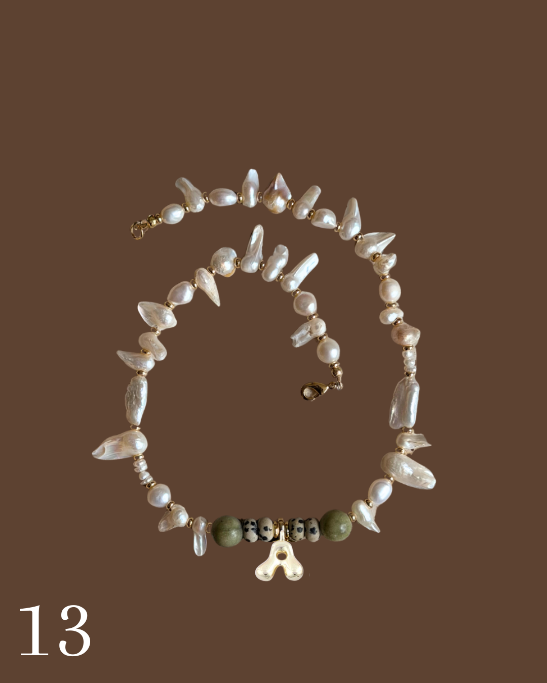 Initial Pendant Beaded Necklace