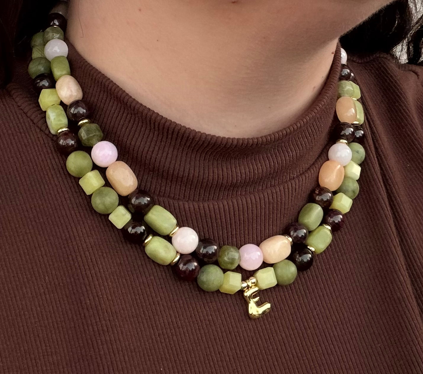 Initial Pendant Beaded Necklace