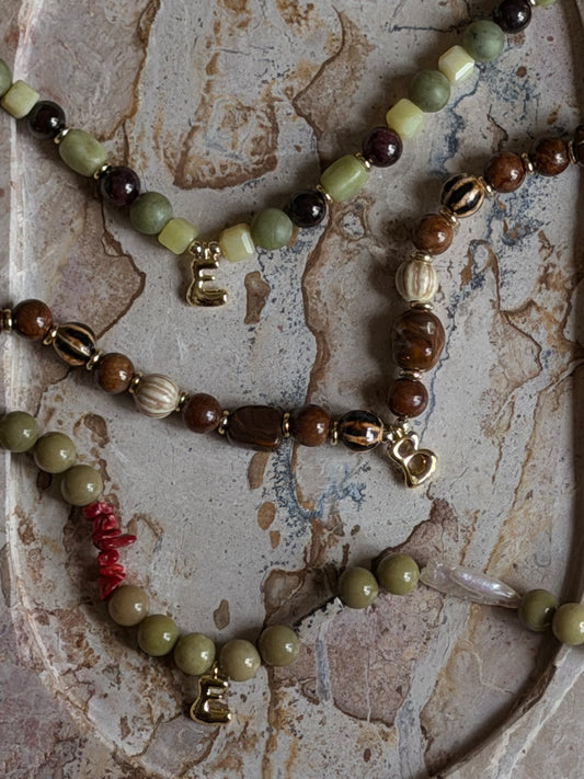 Initial Pendant Beaded Necklace