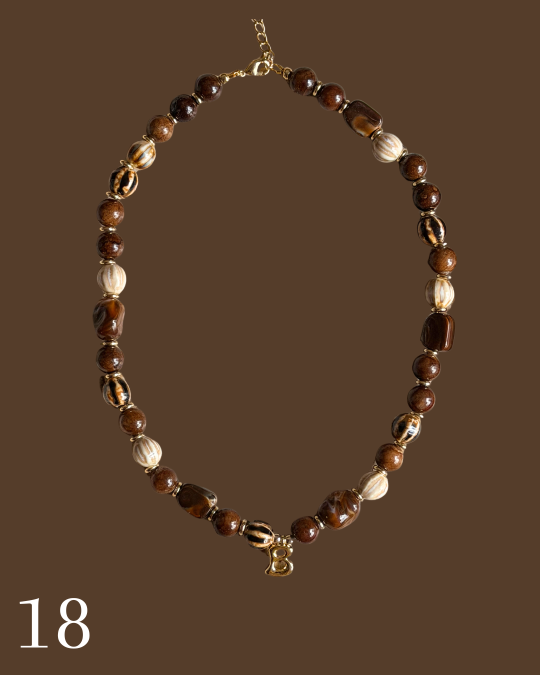 Initial Pendant Beaded Necklace