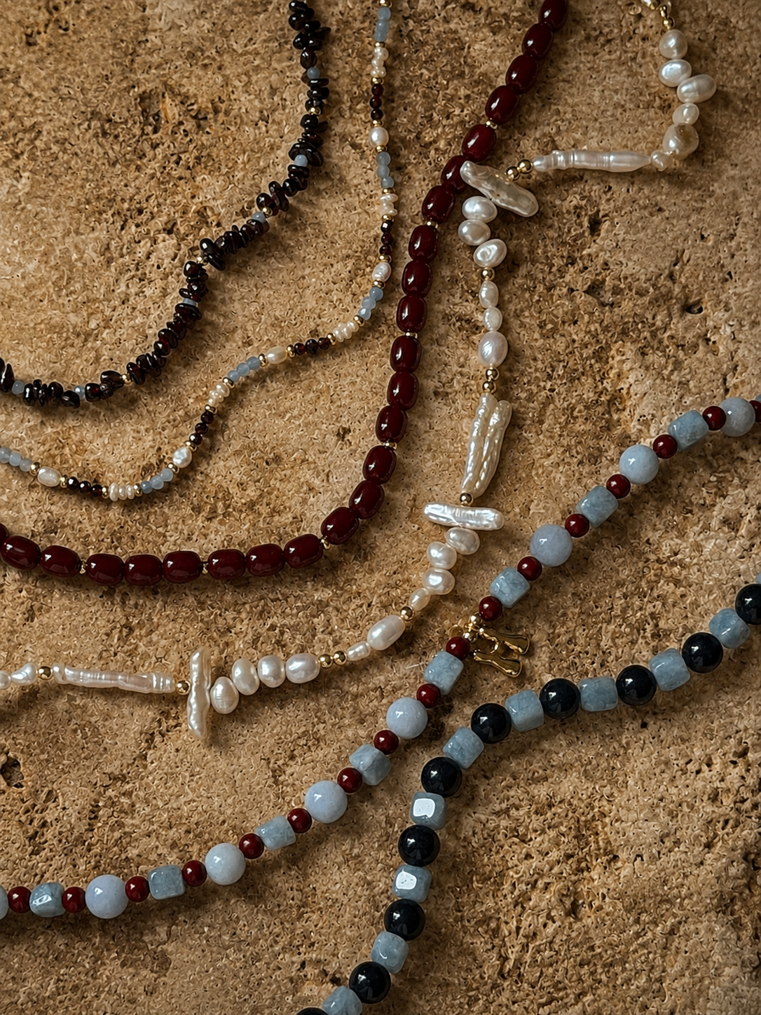 Honey Beaded Necklace (Gold & Silver)