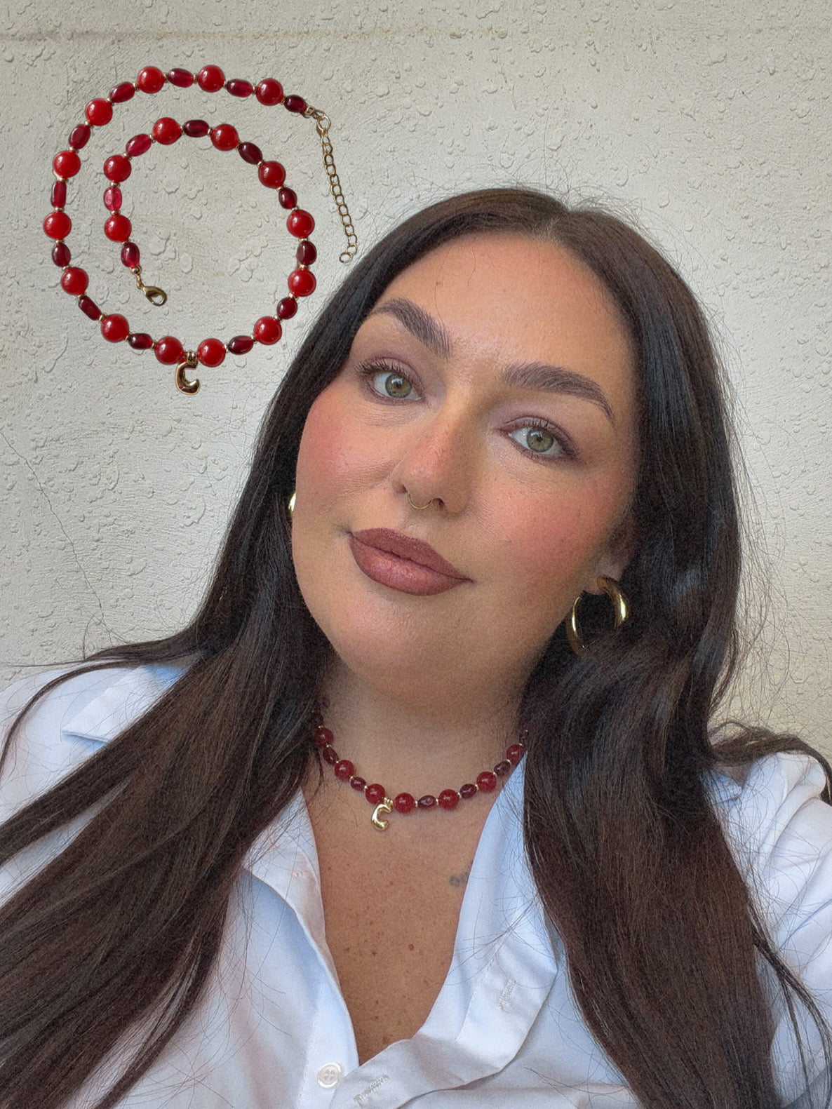 Initial Pendant Beaded Necklace